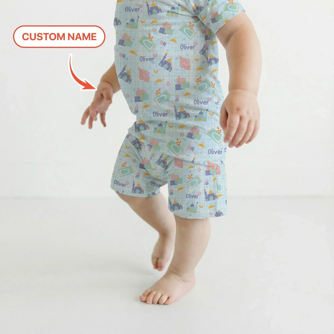 Ramadan and Eid Bamboo Two Piece Short Sleeve Shorts Pajama Set