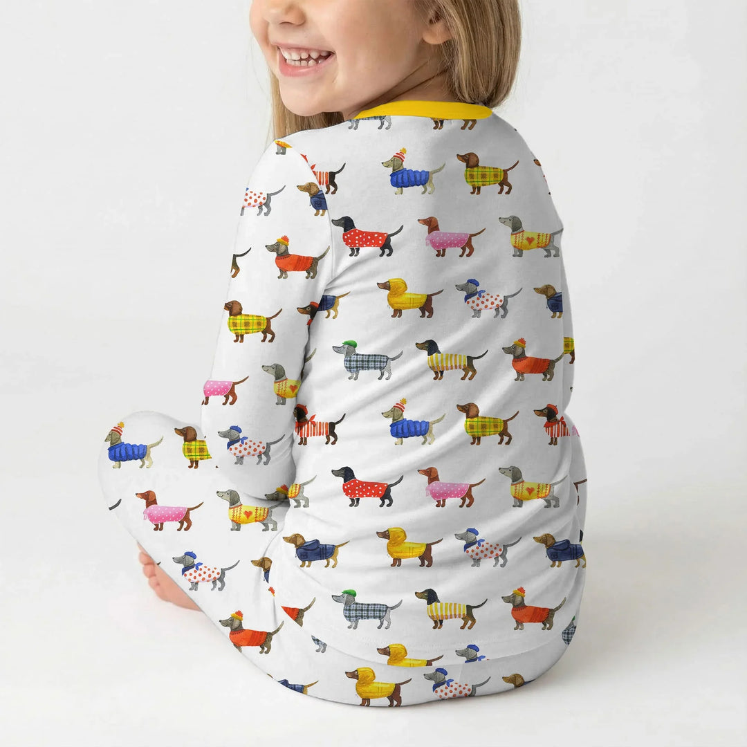 Dachshund Fashion Winnier Bamboo Two Piece Long Sleeve Pajama Set