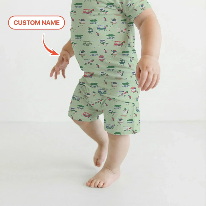 Zweiteiliges Pyjama-Set mit kurzen Ärmeln und Shorts im Sommer-Design
