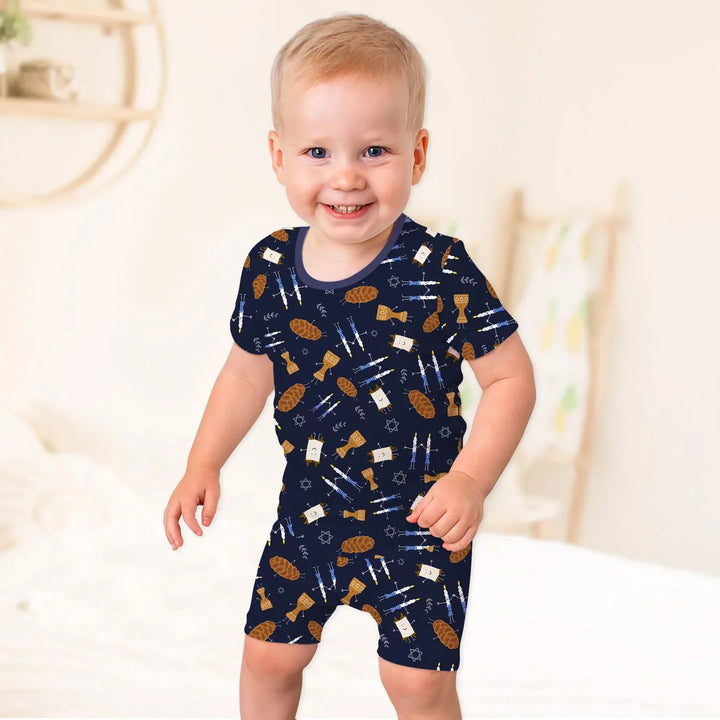 Template Zweiteiliges Pyjama-Set mit kurzen Ärmeln und Shorts