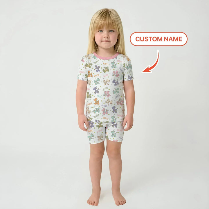 Zweiteiliges Pyjama-Set mit kurzen Ärmeln und Shorts im Sommer-Design