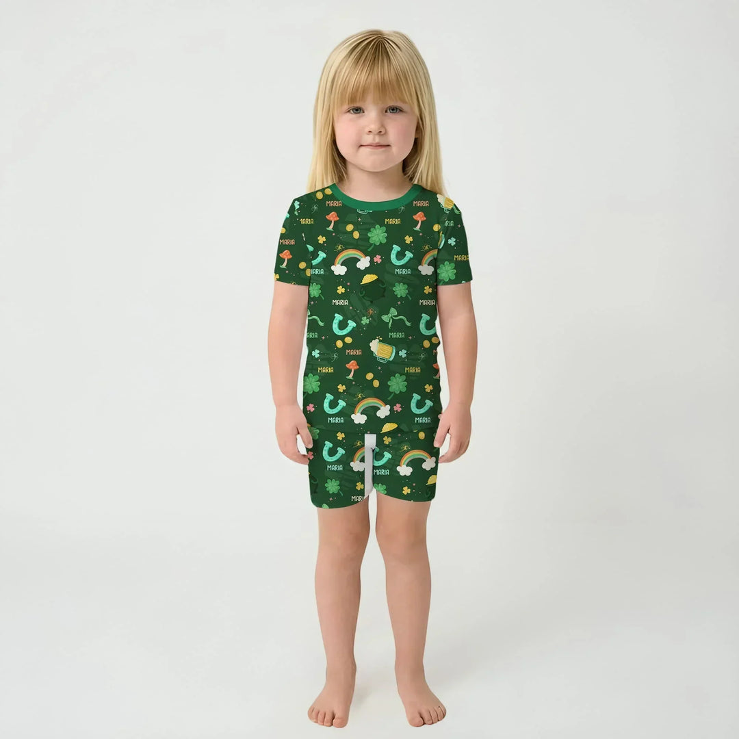 Zweiteiliges Pyjama-Set mit kurzen Ärmeln und Shorts im Sommer-Design