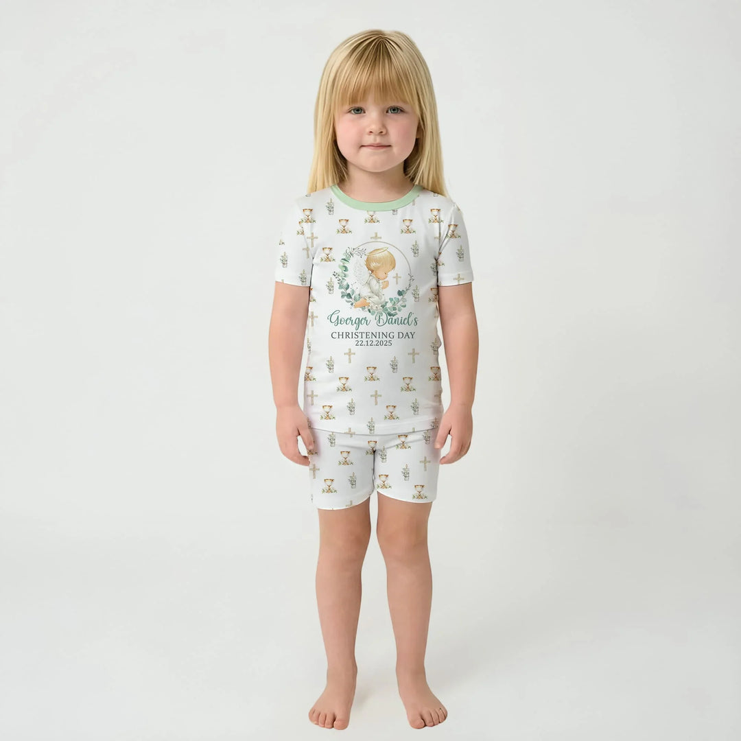 Zweiteiliges Pyjama-Set mit kurzen Ärmeln und Shorts im Sommer-Design