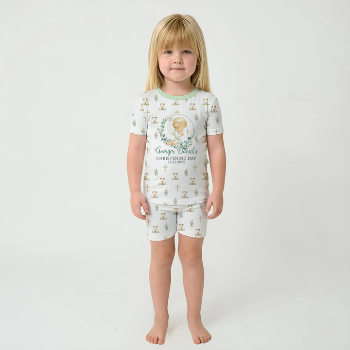 Zweiteiliges Pyjama-Set mit kurzen Ärmeln und Shorts im Sommer-Design
