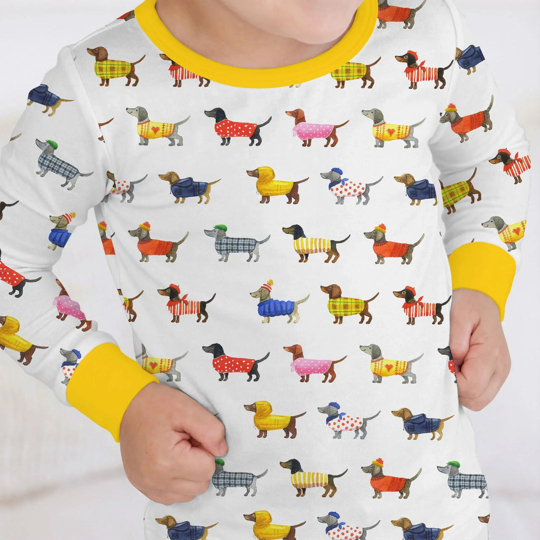 Dachshund Fashion Winnier Bamboo Two Piece Long Sleeve Pajama Set