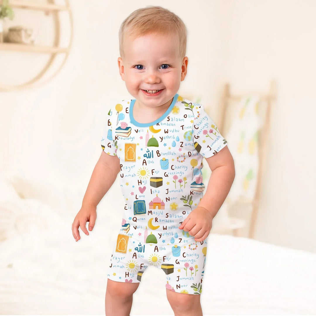 Template Zweiteiliges Pyjama-Set mit kurzen Ärmeln und Shorts