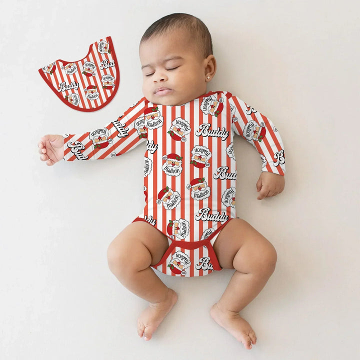 Christmas Santa Claus Custom Name Buddy Bamboo Bodysuit