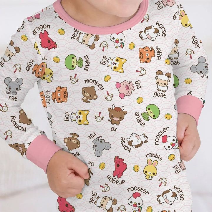 Zweiteiliges Langarm-Pyjama-Set mit Sommerfrüchten