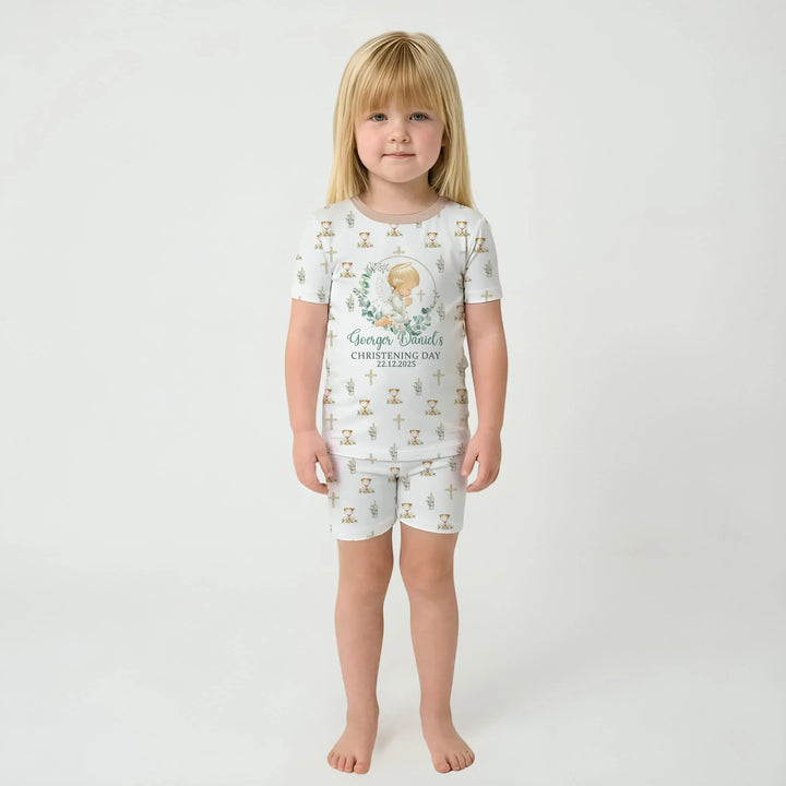 Zweiteiliges Pyjama-Set mit kurzen Ärmeln und Shorts im Sommer-Design