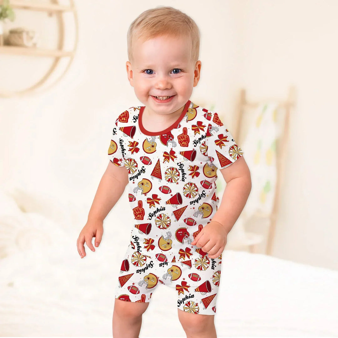 Zweiteiliges Pyjama-Set mit kurzen Ärmeln und Shorts im Sommer-Design