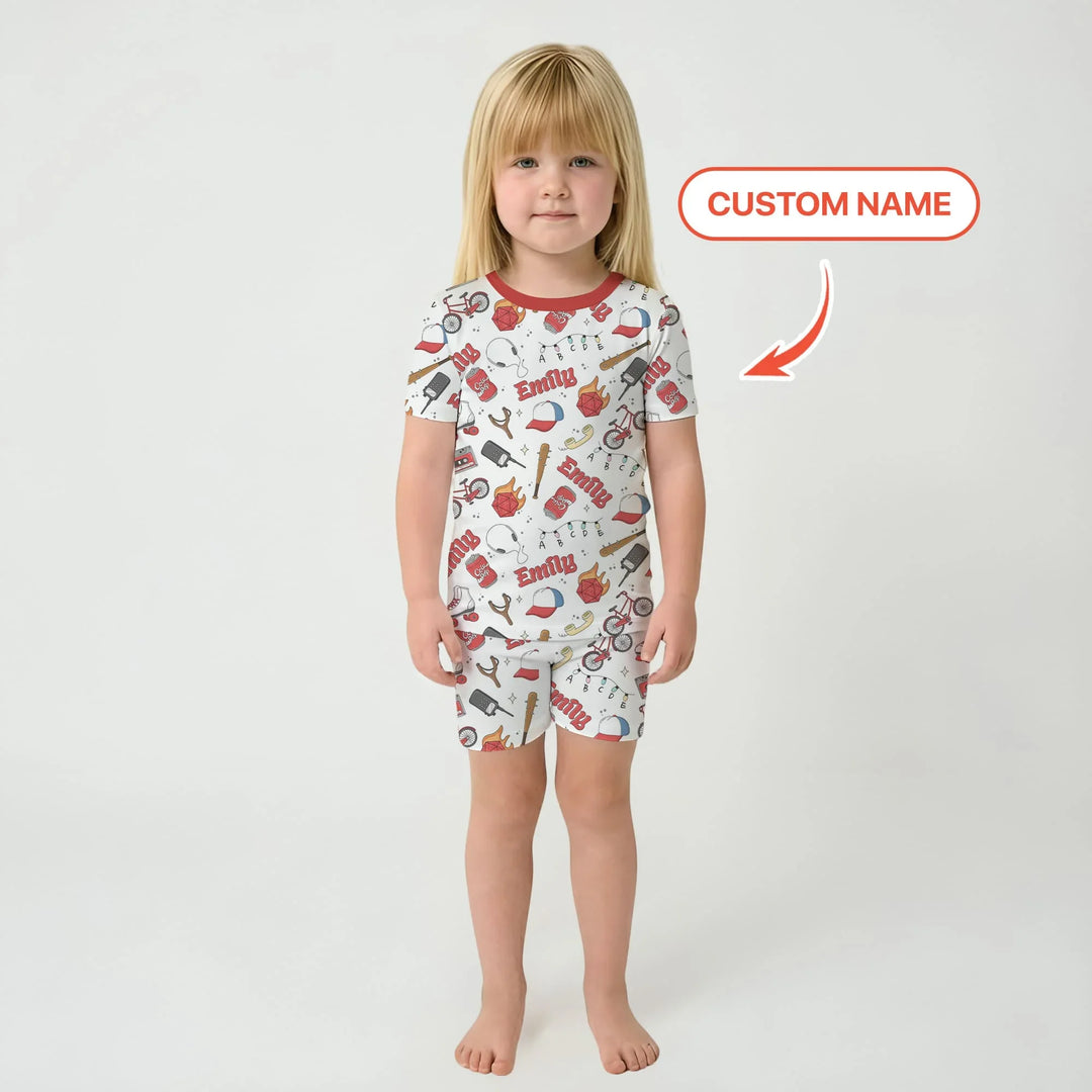 Zweiteiliges Pyjama-Set mit kurzen Ärmeln und Shorts im Sommer-Design