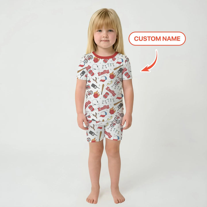 Zweiteiliges Pyjama-Set mit kurzen Ärmeln und Shorts im Sommer-Design