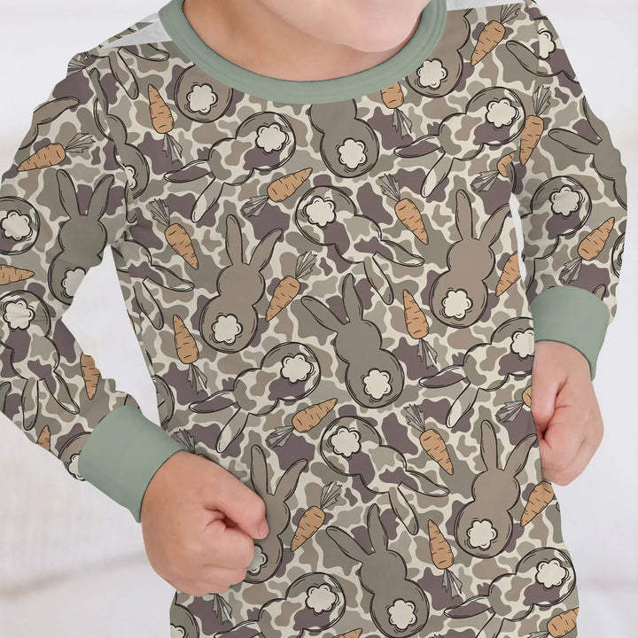 Camo Easter Bunny Bamboo Two Piece Long Sleeve Pajama Set