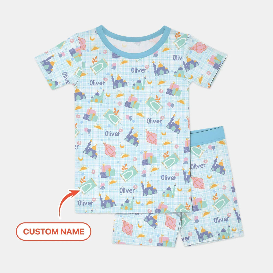Ramadan and Eid Bamboo Two Piece Short Sleeve Shorts Pajama Set