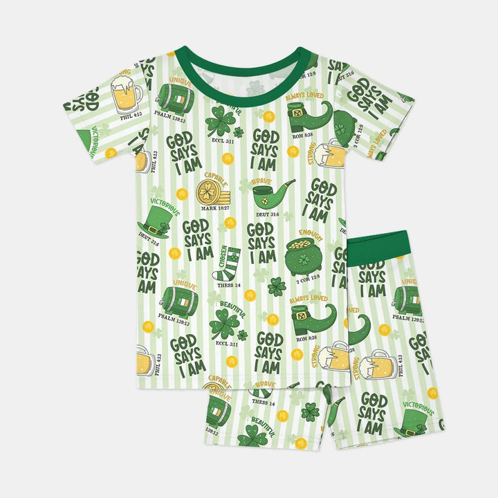 Template Zweiteiliges Pyjama-Set mit kurzen Ärmeln und Shorts