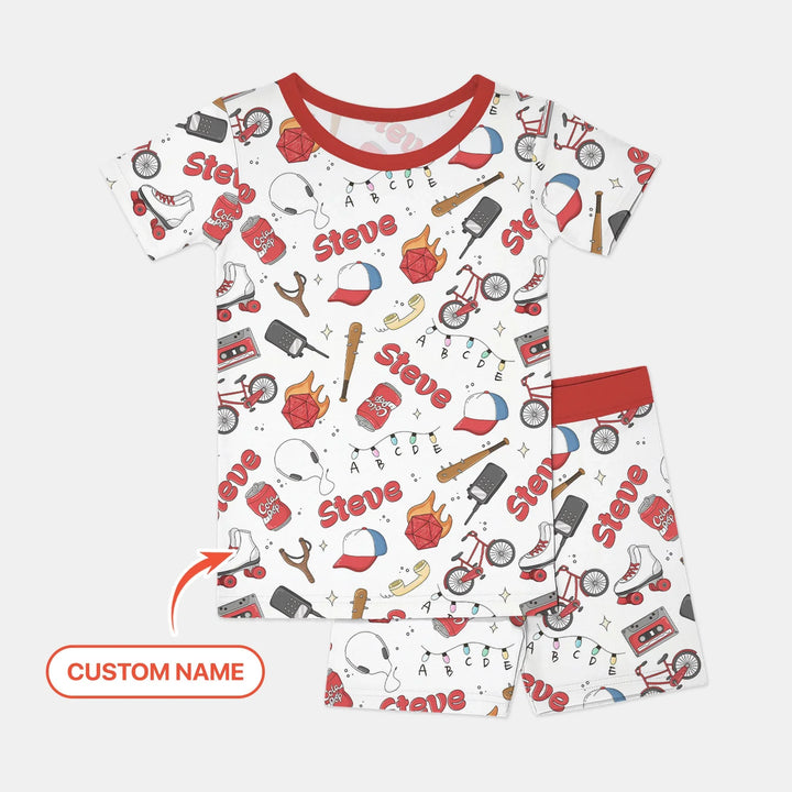 Zweiteiliges Pyjama-Set mit kurzen Ärmeln und Shorts im Sommer-Design