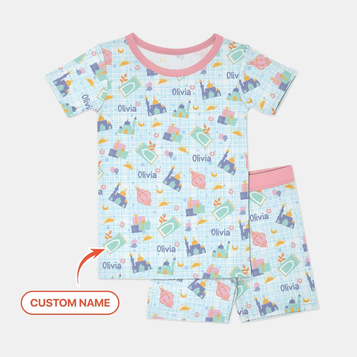 Ramadan and Eid Bamboo Two Piece Short Sleeve Shorts Pajama Set