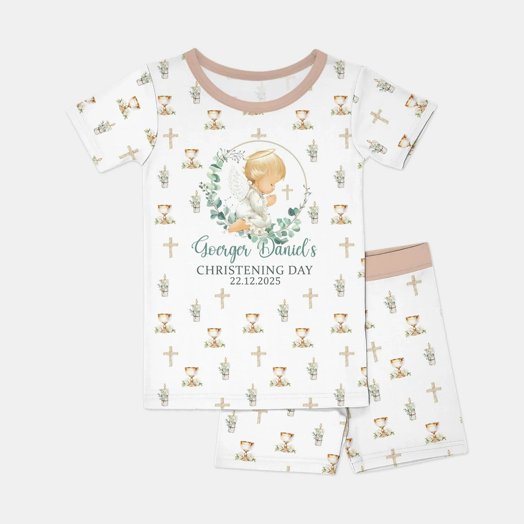 Zweiteiliges Pyjama-Set mit kurzen Ärmeln und Shorts im Sommer-Design