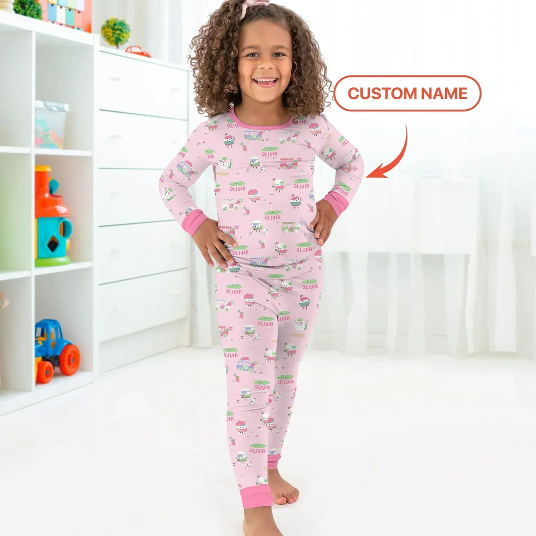 Zweiteiliges Langarm-Pyjama-Set mit Sommerfrüchten