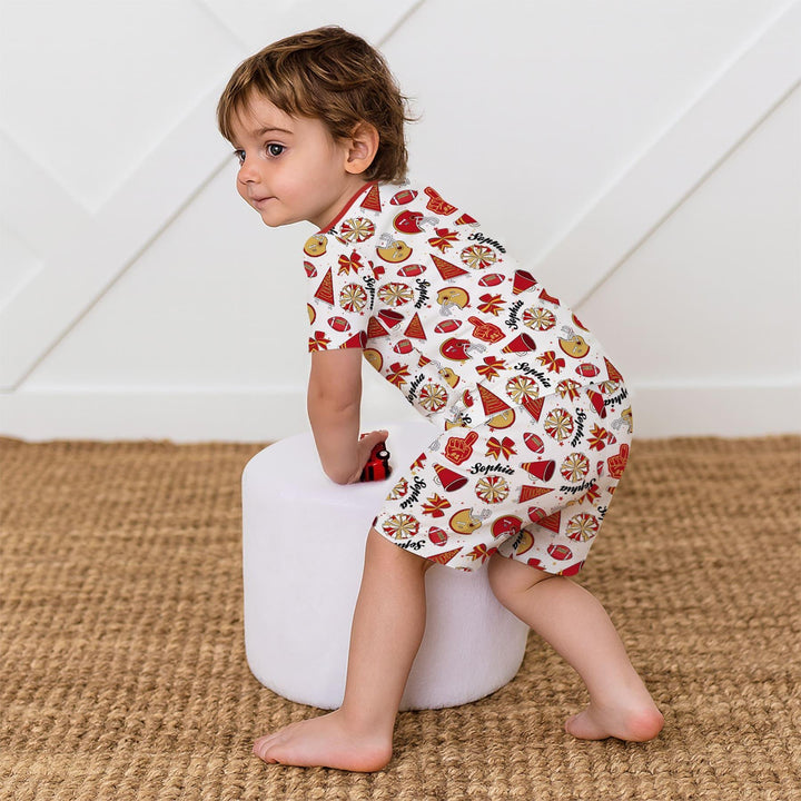 Zweiteiliges Pyjama-Set mit kurzen Ärmeln und Shorts im Sommer-Design