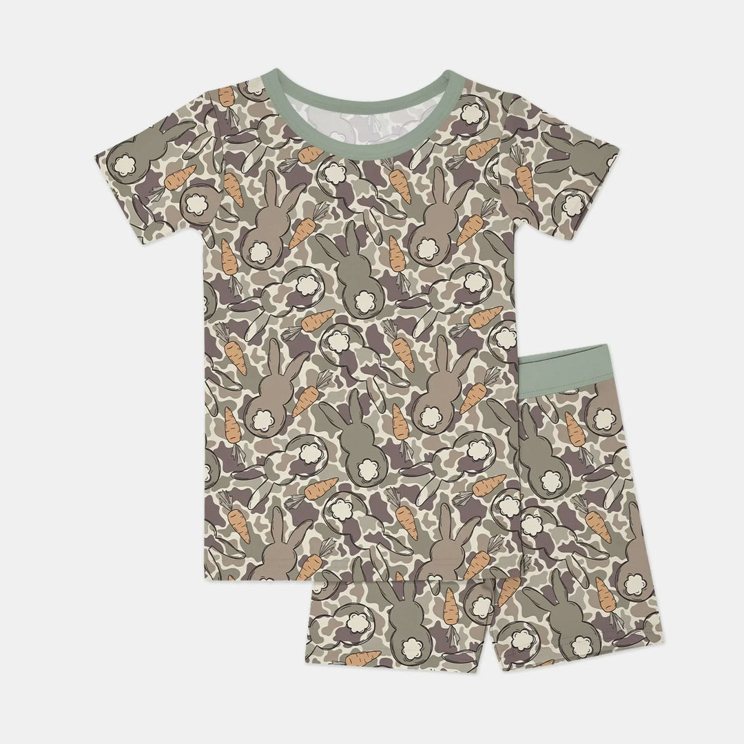 Template Zweiteiliges Pyjama-Set mit kurzen Ärmeln und Shorts