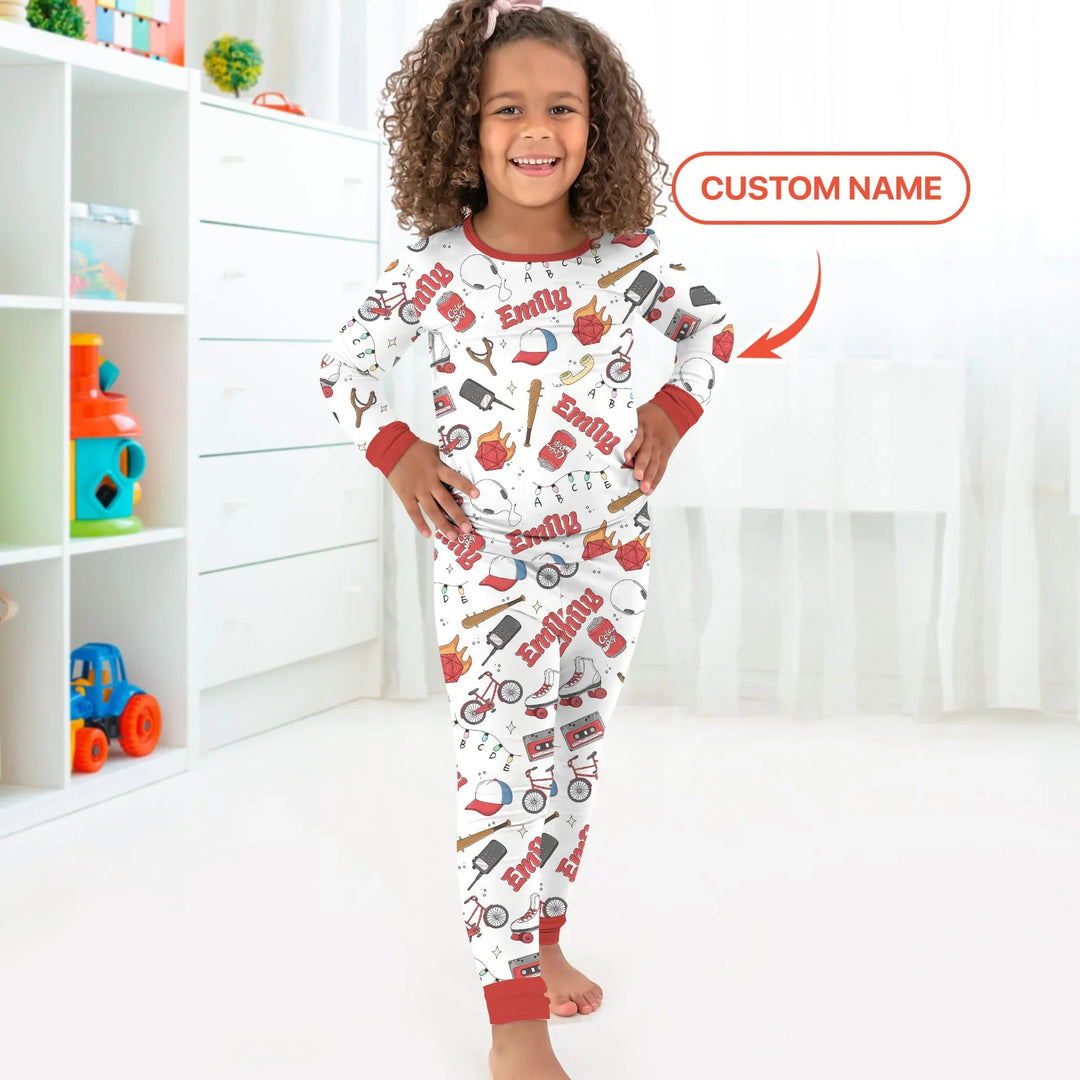 Zweiteiliges Langarm-Pyjama-Set mit Sommerfrüchten