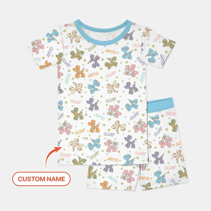 Zweiteiliges Pyjama-Set mit kurzen Ärmeln und Shorts im Sommer-Design