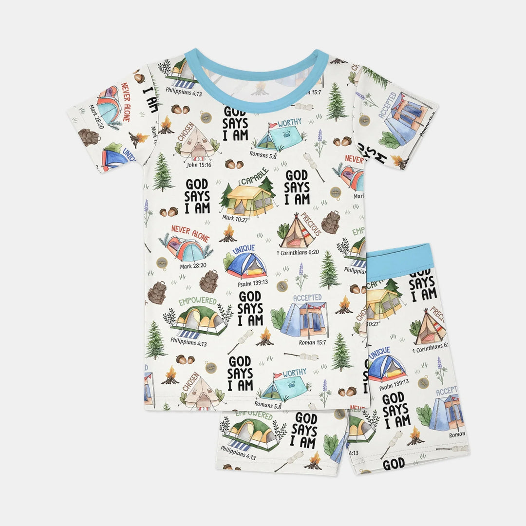 Template Zweiteiliges Pyjama-Set mit kurzen Ärmeln und Shorts