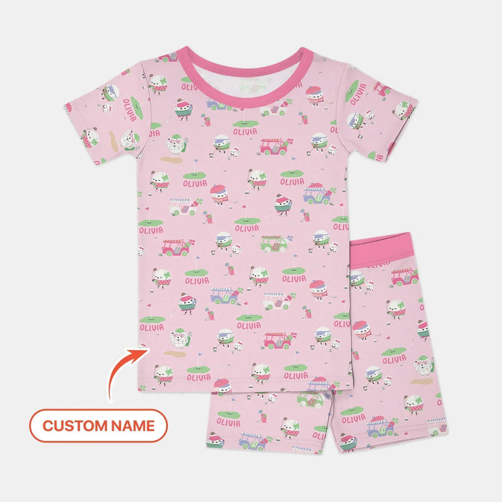 Zweiteiliges Pyjama-Set mit kurzen Ärmeln und Shorts im Sommer-Design