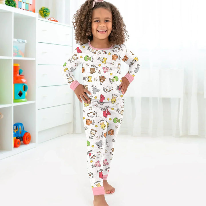 Zweiteiliges Langarm-Pyjama-Set mit Sommerfrüchten