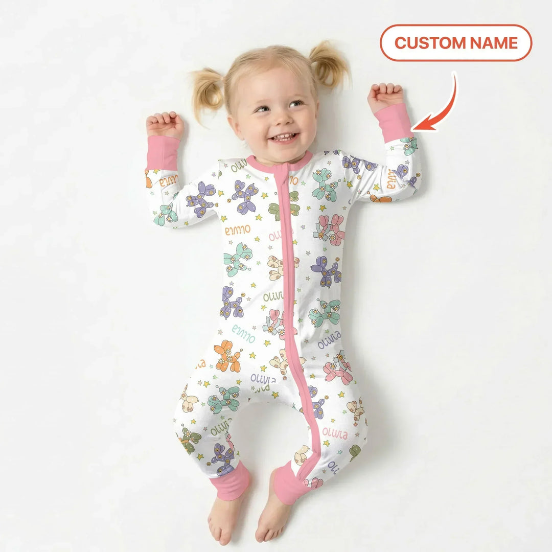 Custom Name Balloon Dog Bamboo Convertible Zippy