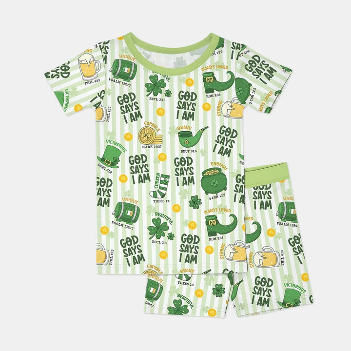 Template Zweiteiliges Pyjama-Set mit kurzen Ärmeln und Shorts
