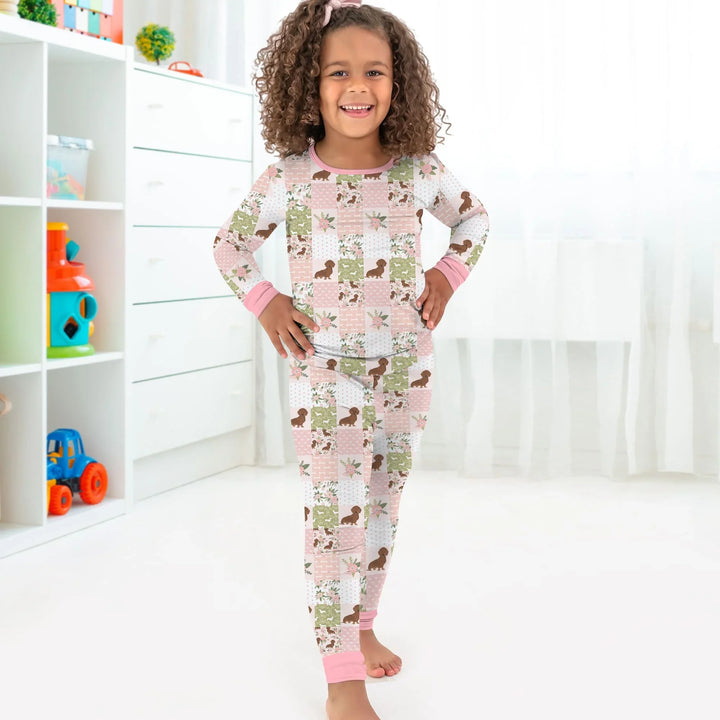 Zweiteiliges Langarm-Pyjama-Set mit Sommerfrüchten