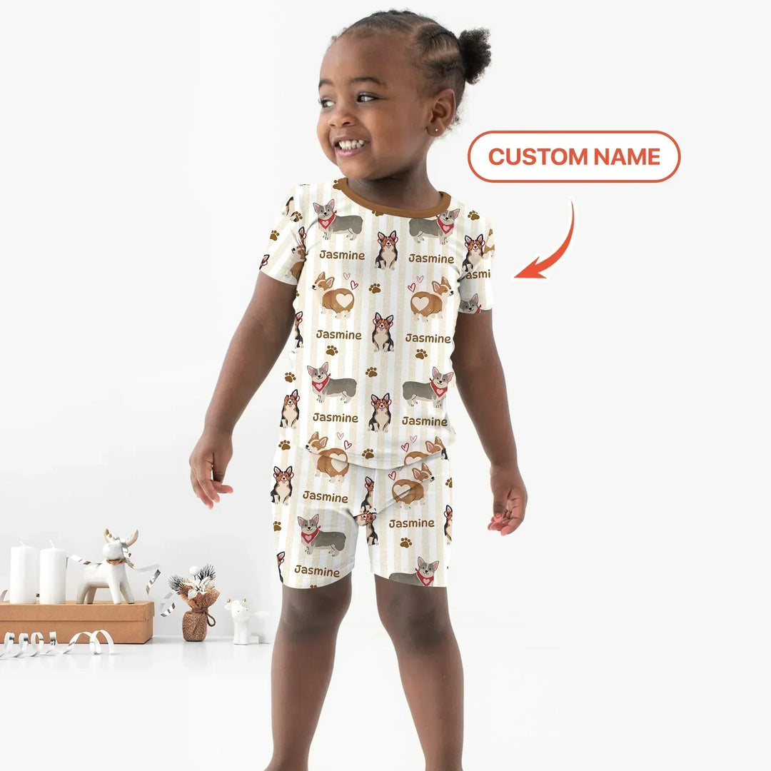 Zweiteiliges Pyjama-Set mit kurzen Ärmeln und Shorts im Sommer-Design
