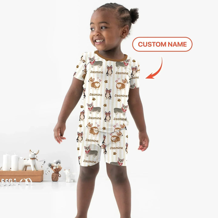 Zweiteiliges Pyjama-Set mit kurzen Ärmeln und Shorts im Sommer-Design