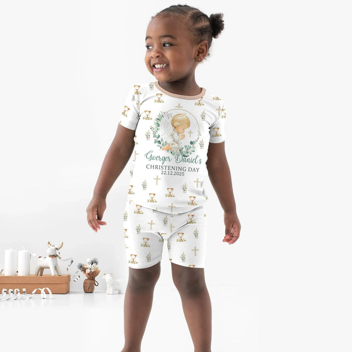 Zweiteiliges Pyjama-Set mit kurzen Ärmeln und Shorts im Sommer-Design