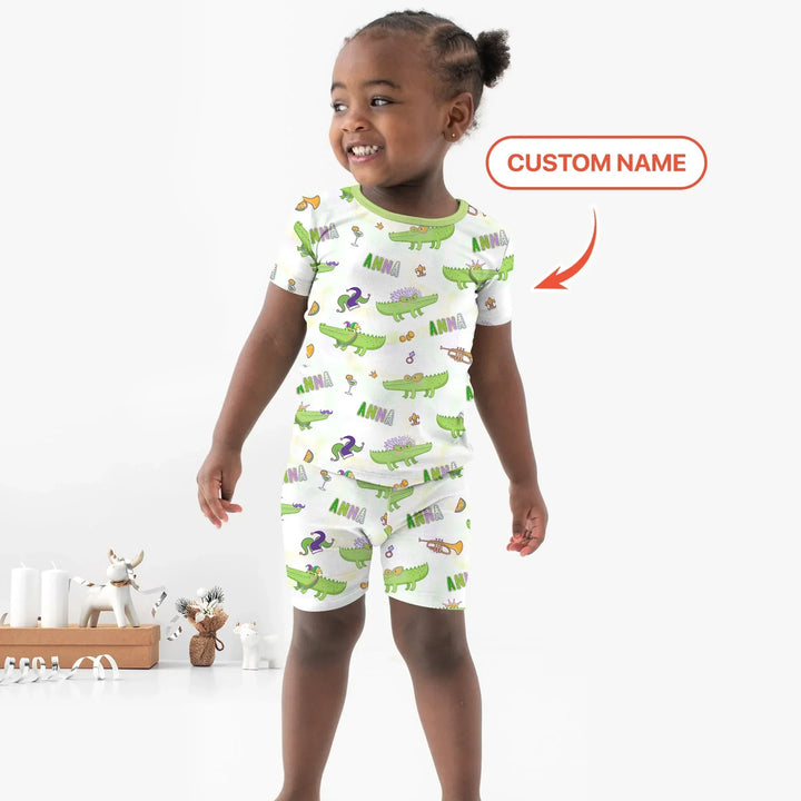 Zweiteiliges Pyjama-Set mit kurzen Ärmeln und Shorts im Sommer-Design
