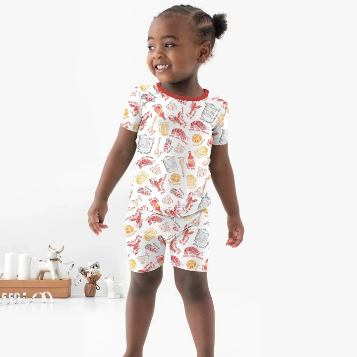 Crawfish Boil Bamboo Two Piece Short Sleeve Shorts Pajama Set