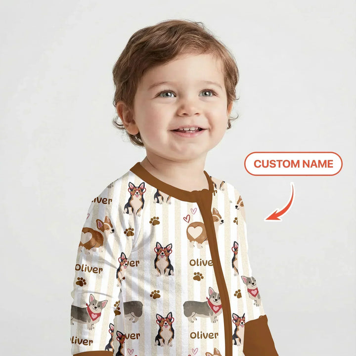 Custom Name Playful Corgis Family Matching Bamboo Convertible Zippy