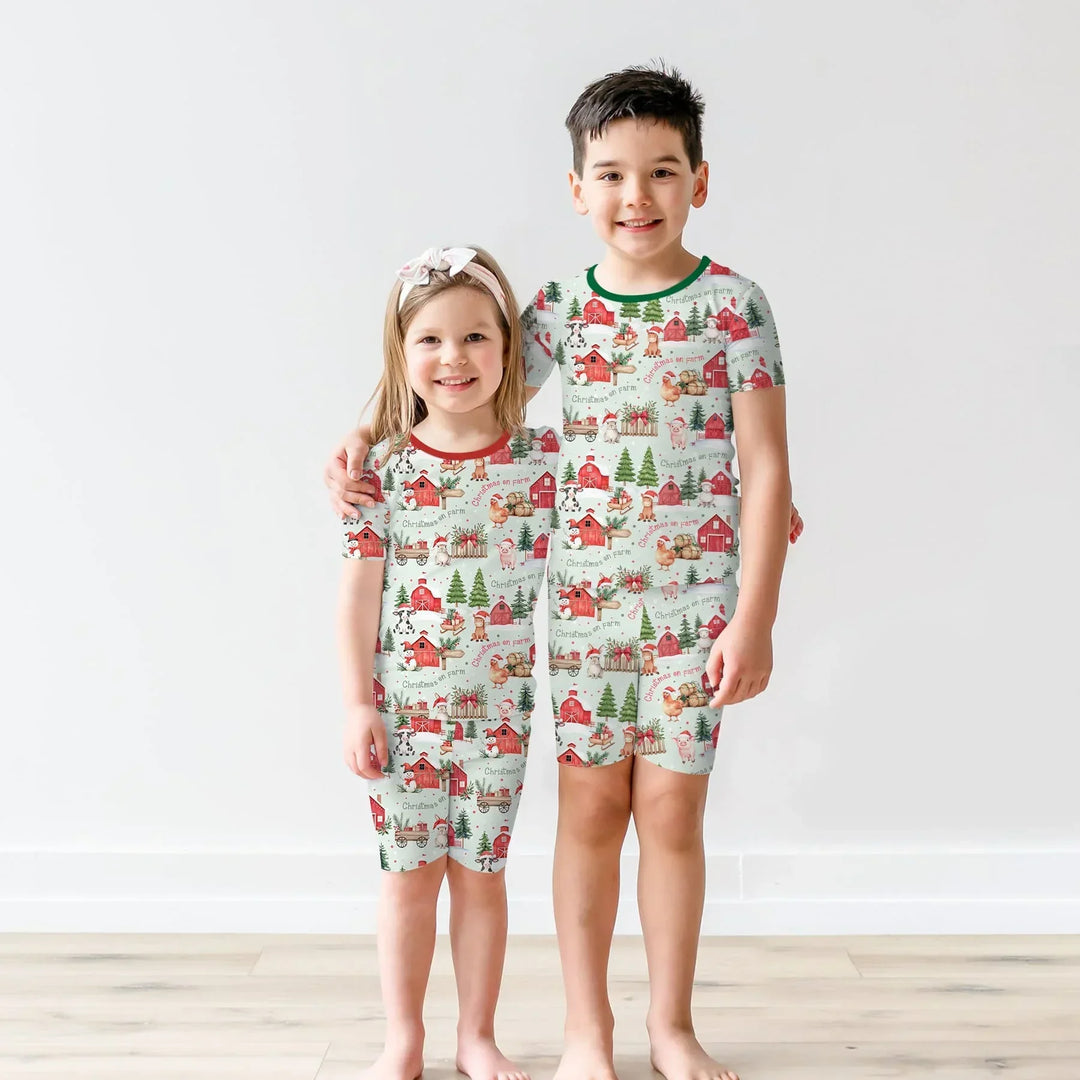 Template Zweiteiliges Pyjama-Set mit kurzen Ärmeln und Shorts