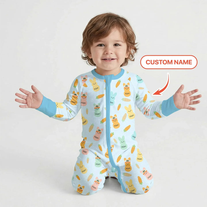 Custom Name Easter Bunny Bamboo Convertible Zippy