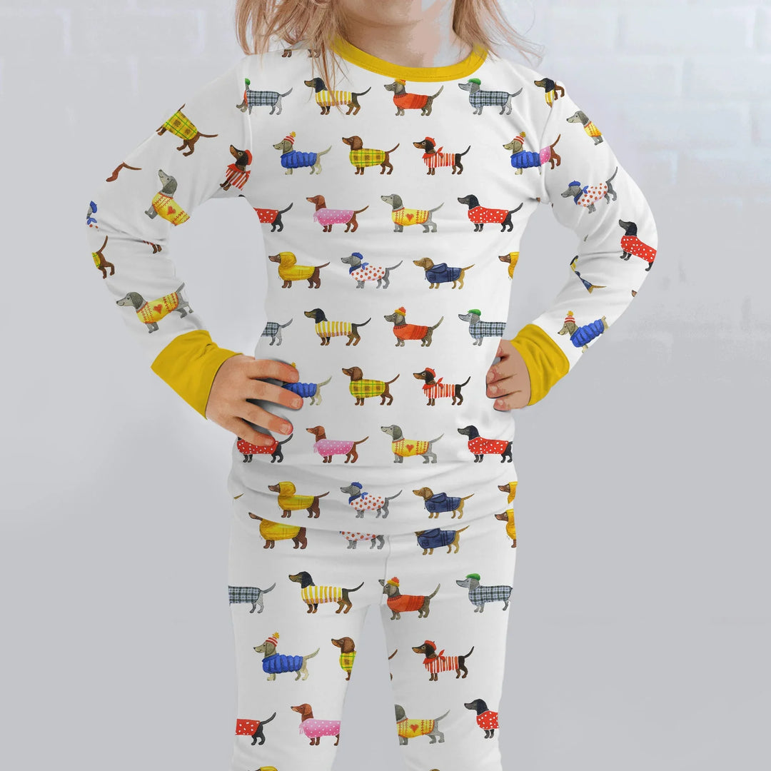 Dachshund Fashion Winnier Bamboo Two Piece Long Sleeve Pajama Set