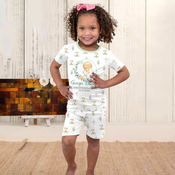 Zweiteiliges Pyjama-Set mit kurzen Ärmeln und Shorts im Sommer-Design