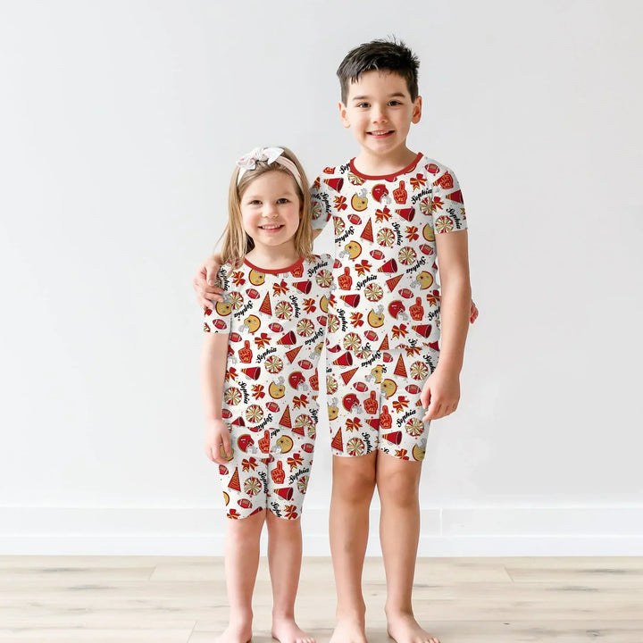 Zweiteiliges Pyjama-Set mit kurzen Ärmeln und Shorts im Sommer-Design