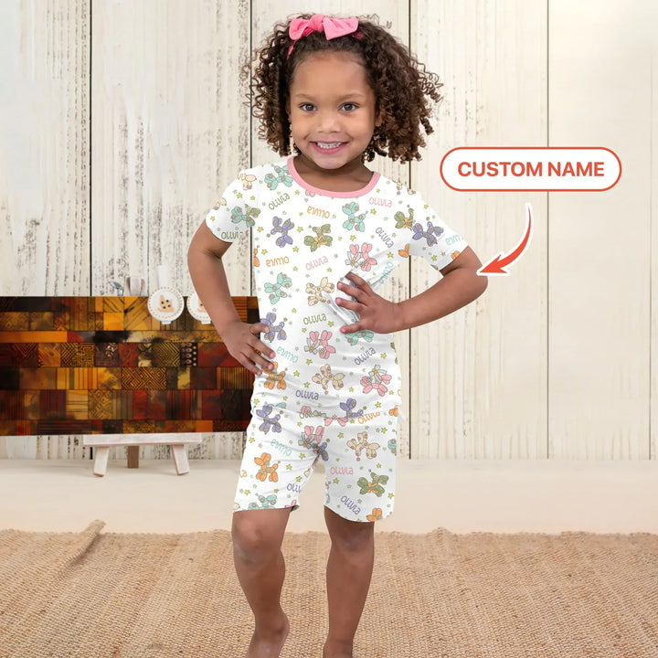 Zweiteiliges Pyjama-Set mit kurzen Ärmeln und Shorts im Sommer-Design