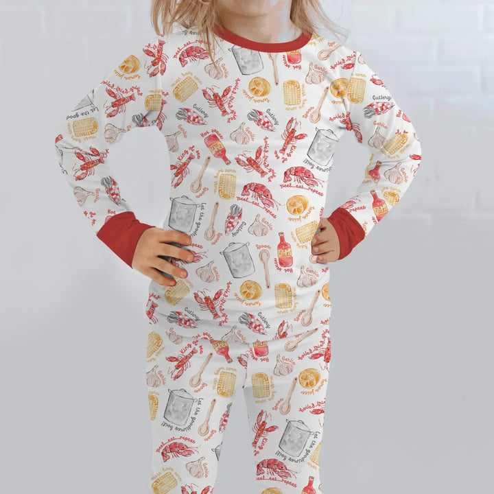 Zweiteiliges Langarm-Pyjama-Set mit Sommerfrüchten