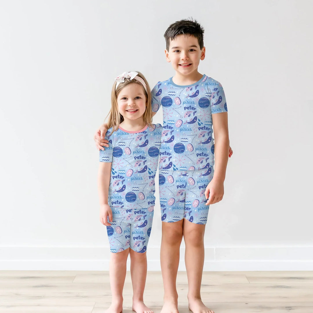 Zweiteiliges Pyjama-Set mit kurzen Ärmeln und Shorts im Sommer-Design