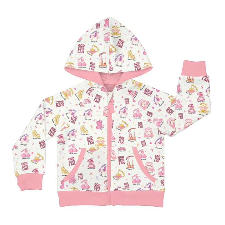 God Says I Am Girl Bamboo Zip Hoodie