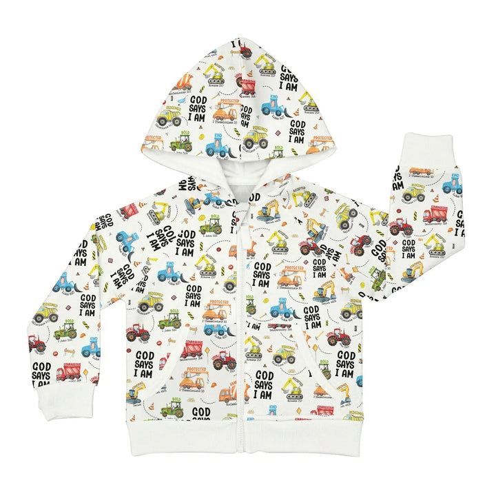 God Says I Am Boy Bambus-Kapuzenpullover mit Reißverschluss