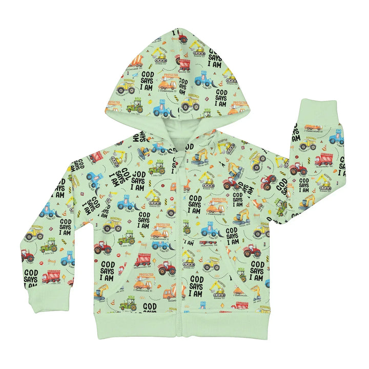 God Says I Am Boy Bambus-Kapuzenpullover mit Reißverschluss